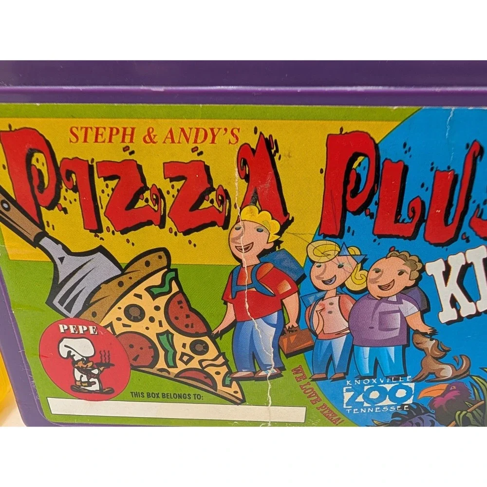 Whirley Industries Pizza Plus‎ Yellow Purple Pencil Case Lunch Box Kids Meal Lot